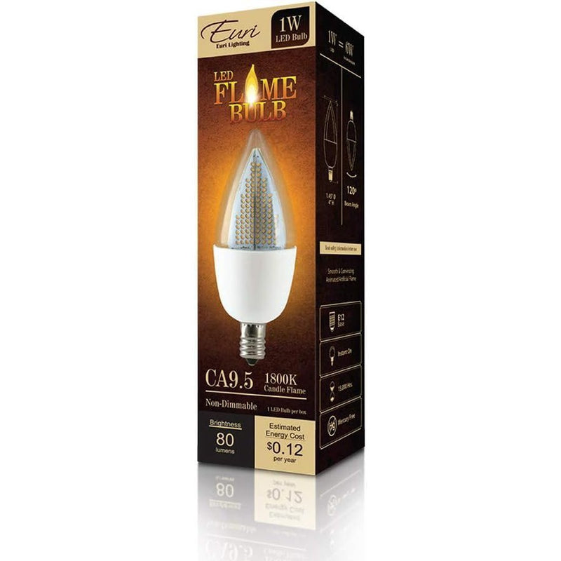 Euri Lighting ECA9.5-2120fc LED Flame Bulb with E26 Base - 1800K, 1W=6W, 120V-LeanLight