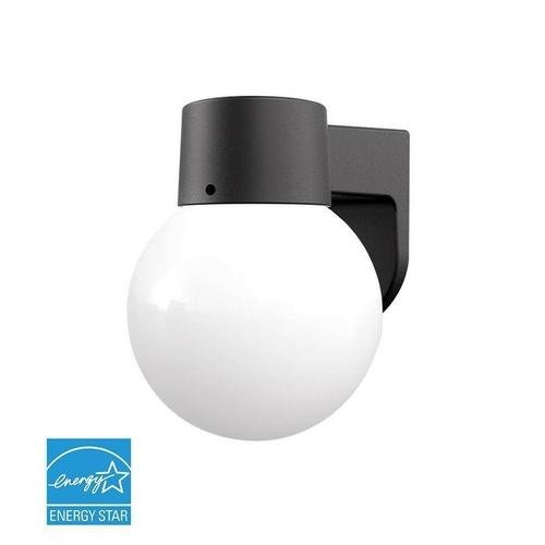 LL-OBGL-095 | LED Outdoor Globe Wall Light w/ Black Housing & Frosted Lens - 5000K, 9W, 120V-LeanLight