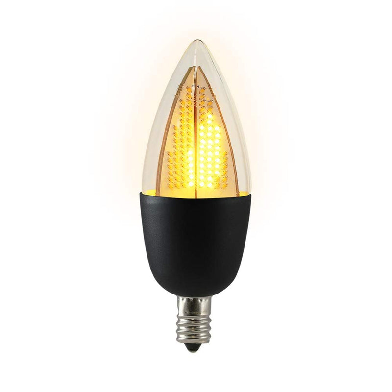 Euri Lighting ECA9.5-2120fcb Flickering Flame Candelabra Bulb with Black E12 Base -1800K 1W=6W-LeanLight