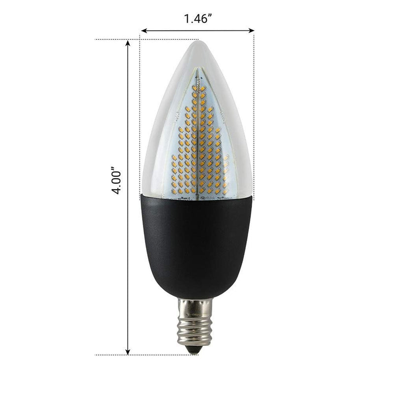 Euri Lighting ECA9.5-2120fcb Flickering Flame Candelabra Bulb with Black E12 Base -1800K 1W=6W-LeanLight