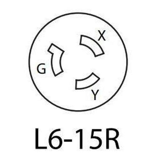 Leviton 4560 NEMA L6-15R 15 Amp 250 Volt Locking Receptacle with Ground - 2 Pole, 3 Wire-LeanLight