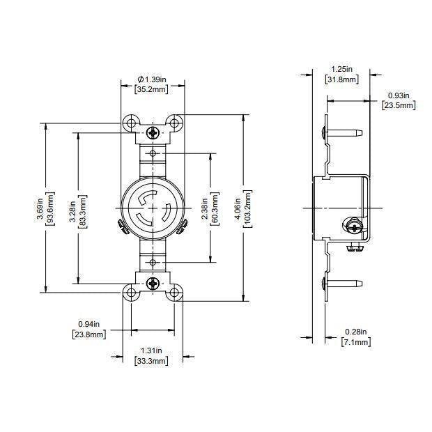Leviton 4710 NEMA L5-15R 15 Amp 125 Volt Locking Receptacle with Ground - 2 Pole, 3 Wire-LeanLight