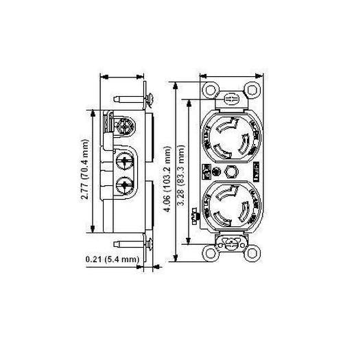 Leviton 4750 NEMA L7-15R 15 Amp 227 Volt Duplex Locking Receptacle with Ground-LeanLight