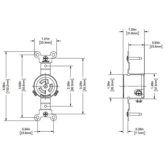 Leviton 4760 NEMA L7-15R Industrial-Grade 15 Amp 277 Volt Locking Receptacle - 2 Pole, 3 Wire-LeanLight