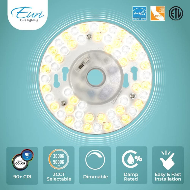 Euri Lighting EMP-2000cec-15, Dimmable LED Light Engine, 5.12" Diameter, 15W (100W Equal), 1350lm, 3000K, 4000K, 5000K, 90+ CRI, Energy Star, CEC Compliant, 5YR, 50K Hour WTY-LeanLight