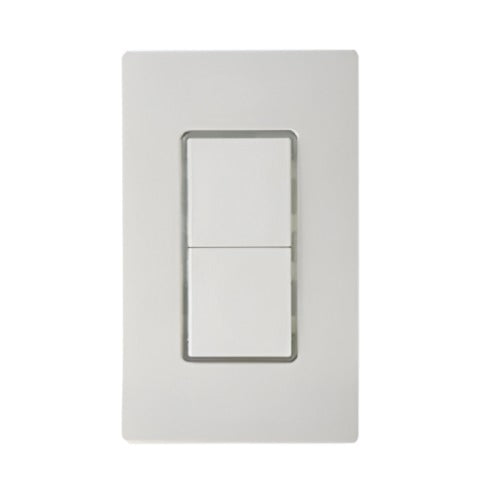 PBS-722W | 2-Pole Low Voltage White Push Button Light Switch with Decorative Wall Plate -  LeanLight