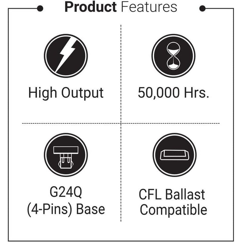Euri Lighting EPL-2140Hv Hybrid (A+B) LED Vertical PL Lamp - 4000K, G24Q, 12W=26W, 120/277V-LeanLight