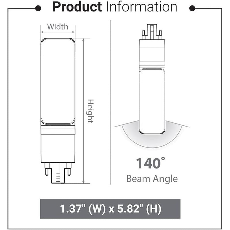 Euri Lighting EPL-2150H Hybrid (A+B) LED Horizontal PL Lamp - 5000K, G24Q, 12W=26W, 120/277V-LeanLight