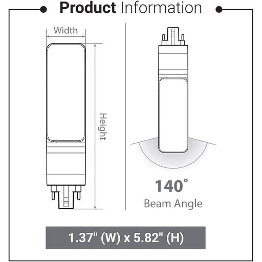 Euri Lighting EPL-2150H Hybrid (A+B) LED Horizontal PL Lamp - 5000K, G24Q, 12W=26W, 120/277V-LeanLight