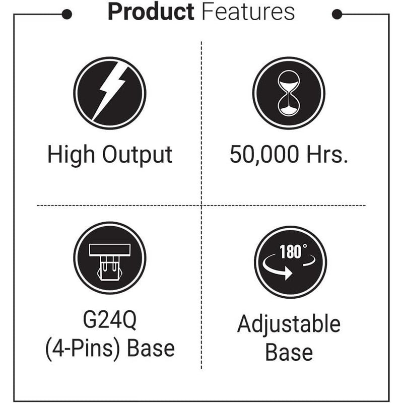 Euri Lighting EPL-2150H Hybrid (A+B) LED Horizontal PL Lamp - 5000K, G24Q, 12W=26W, 120/277V-LeanLight