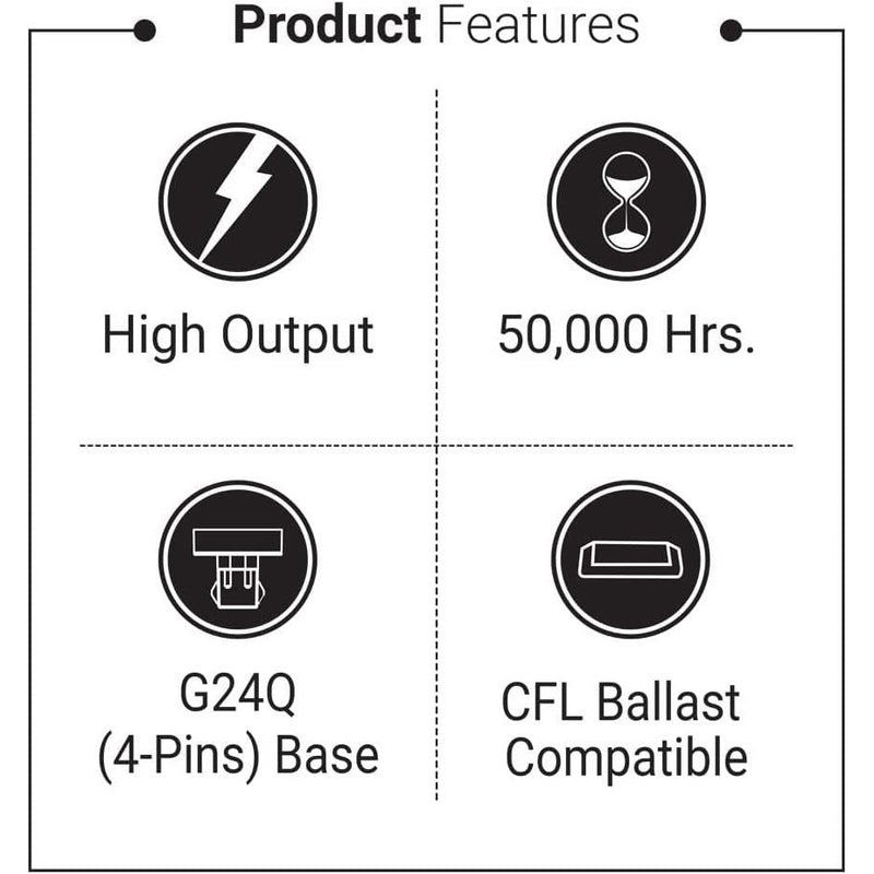 Euri Lighting EPL-2150Hv Hybrid (A+B) LED Vertical PL Lamp - 5000K, G24Q, 12W=26W, 120/277V-LeanLight