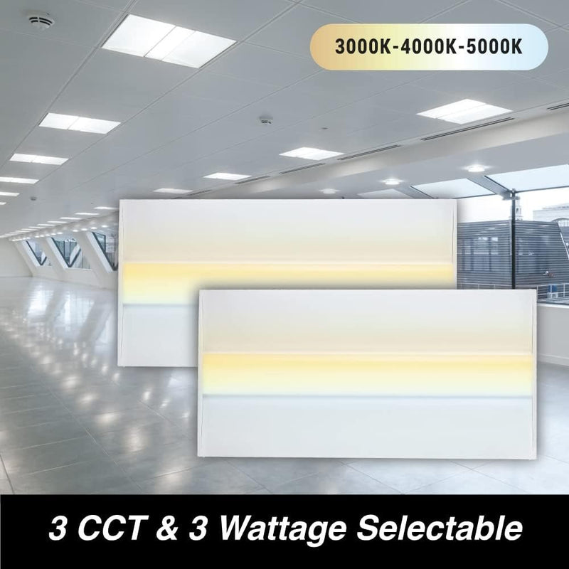 Euri Lighting ETF24-50W103sw-2 (2 Pack) 2x4 Color and Wattage Select Center Basket LED Troffer-LeanLight