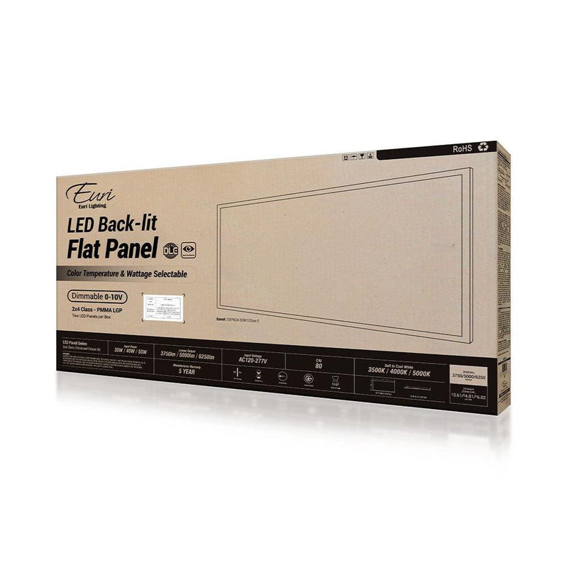 Euri Lighting EBPN24-50WS2000-2 (2 Pack) Color and Lumen Select 2x4 LED Panel Light-LeanLight