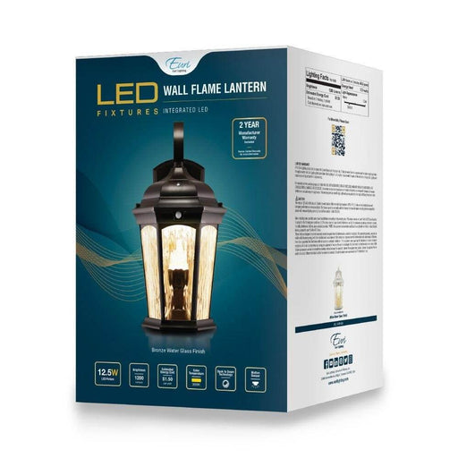 Euri Lighting EFL-130W-MD | Smart LED Flame Wall Lantern w/Clear Lens 