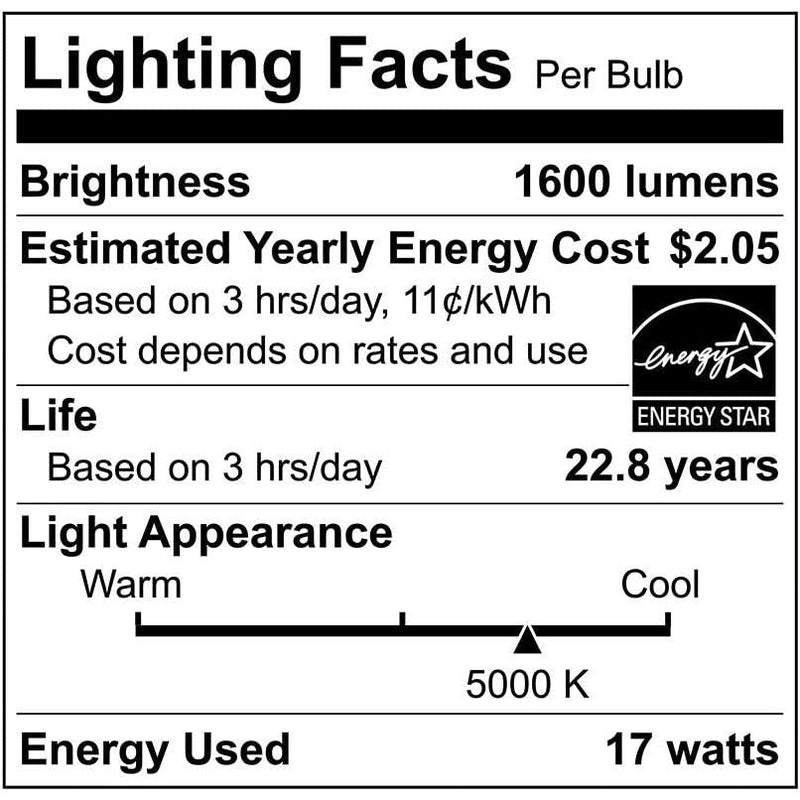 Euri Lighting EA21-17W5050cec dimmable A21 LED bulb - 5000K, 17W=100W, 120V-LeanLight