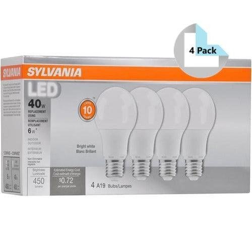 Sylvania 79703 (4 pack) LED Household Light Bulbs - 3500K, E26, 6W=40W, 120V -  LeanLight