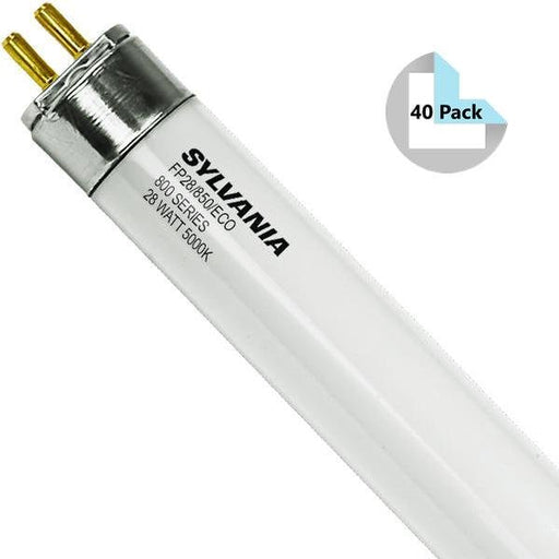 Sylvania FP28/850/ECO (40 Pack) T5HE Fluorescent Tubes - 5000K, 28W, 4' -  LeanLight