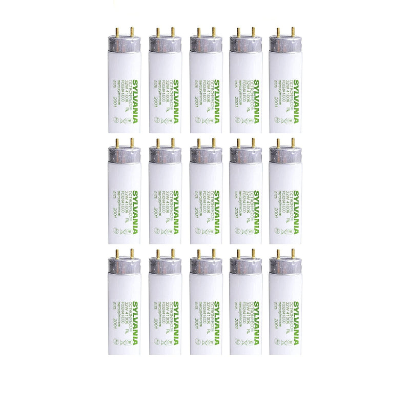 SYLVANIA (case of 15) 21781 FO32/841/ECO 32 watt 4100K T8 Bulbs, 800 Series, 48 inch Fluorescent Tube-LeanLight