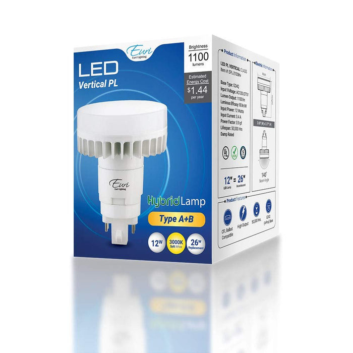 Vertical Mount LED PL Replacement Bulb with G24q Base - 26W, 3000K, 120V-LeanLight