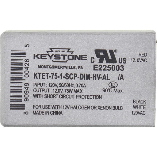Keystone 75 Watt 120V to 12 Volt Low Voltage Step Down Ballast - KTET-75-1-SCP-DIM-HV-AL-LeanLight