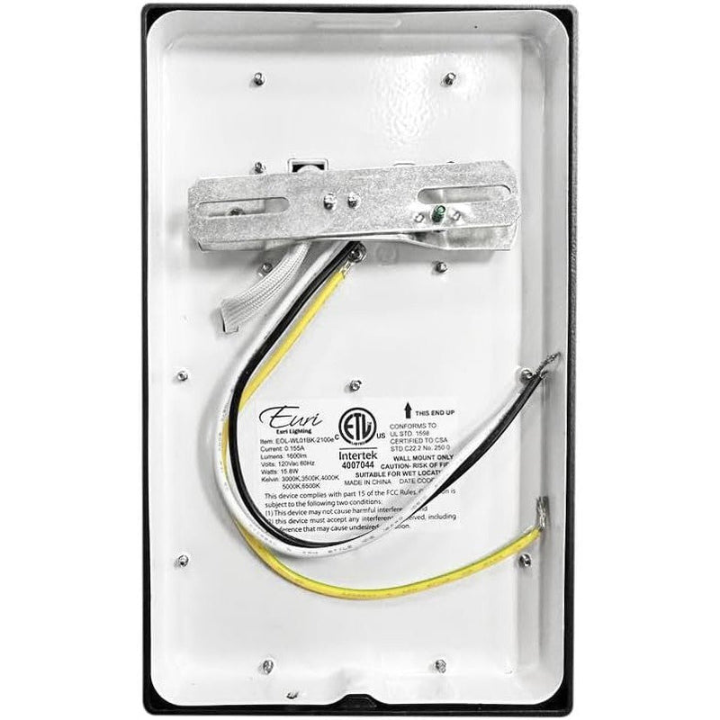 Euri Lighting EOL-WL01BK-2100e Mini LED Wall Pack - CCT Selectable, 15.8W, 120V-LeanLight
