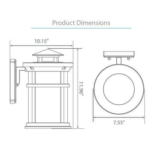 Euri Lighting EOL-WL11BRZ-1030e LED Bronze Cylinder Wall Lantern Frosted Lens - 3000K, 12.5W, 120V-LeanLight