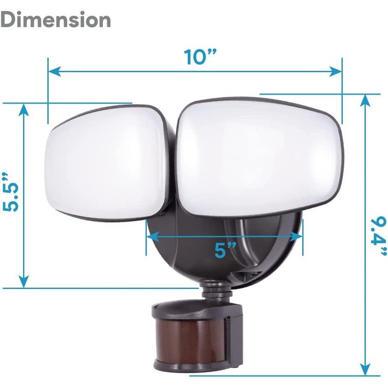 Euri Lighting ESFL-35W110, Integrated Outdoor CCT Tunable (3K/4K/5K) Security Light with Adjustable Motion Sensor, 35W, 3000LM, Wet Rated, ETL Certified, 3 Year, 50,000 Hour Warranty-LeanLight