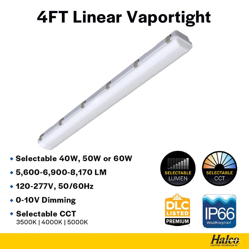 Halco ProLED Select Linear Vaportight 4ft Selectable Lumen CCT 5600-8172LM