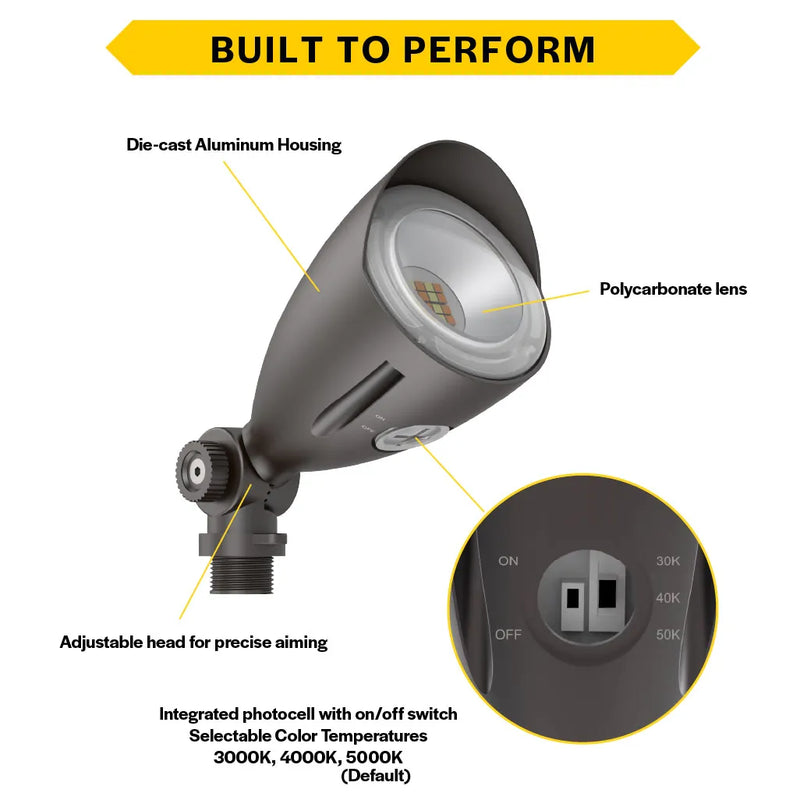 Halco MBUL-10-CS-U-BZ (6 Pack) Bronze Mini Bullet LED Flood - 10W, 3CCT, 1100lm, 120-277V, 25590