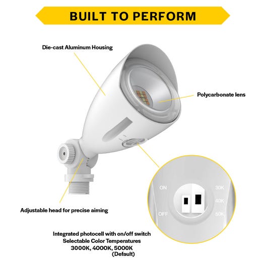 Halco Mini Bullet Flood 10W 3-CCT 1100lm 120-277V White #25591