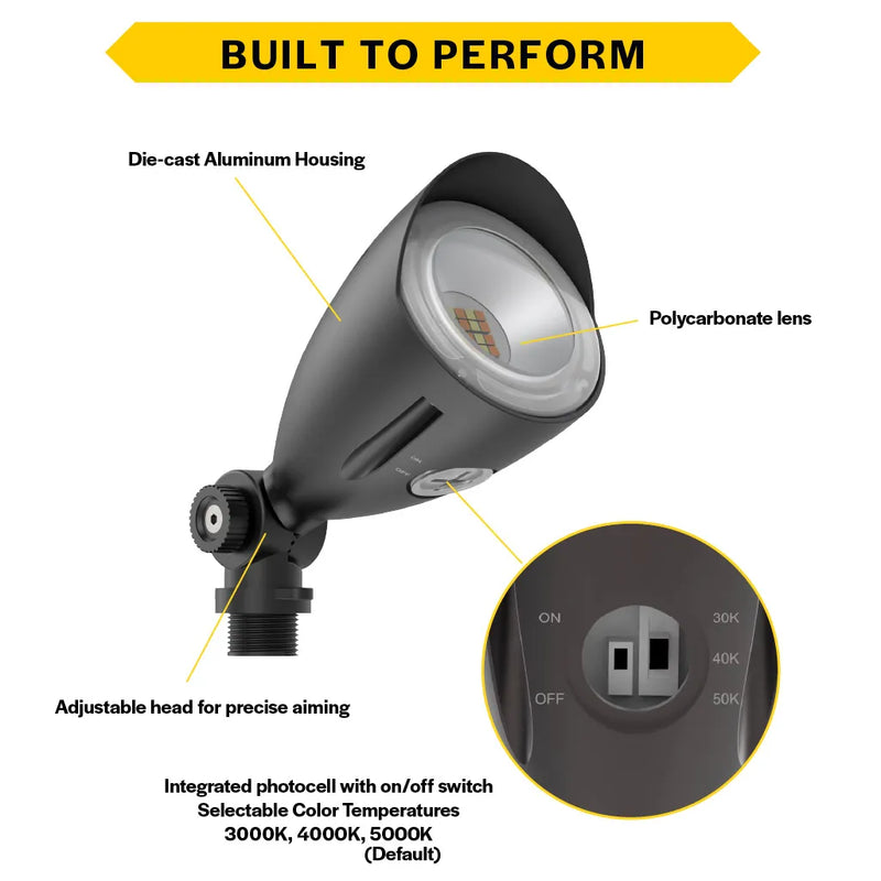 Halco MBUL-10-CS-U-BL (6 Pack) Black Mini Bullet LED Flood - 10W, 3CCT, 1100lm, 120-277V, 25592