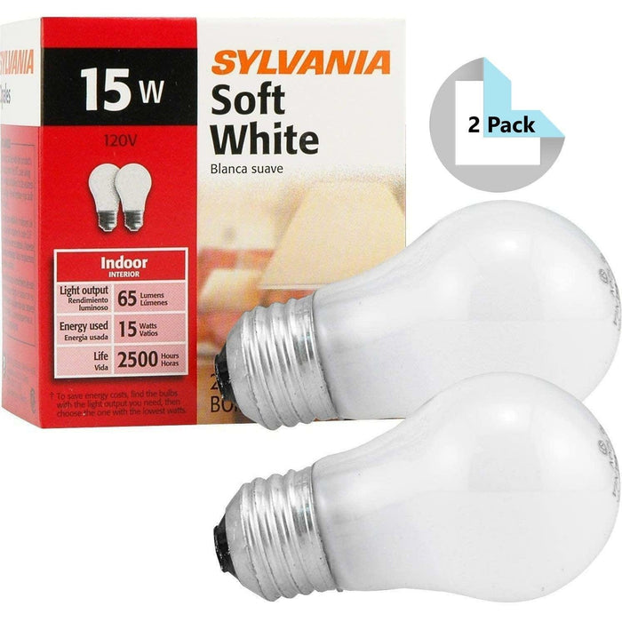 Sylvania 15A15WRP (2 Pack) Incandescent Appliance Bulb with Medium Base - 2850K, 15W, 120V-LeanLight