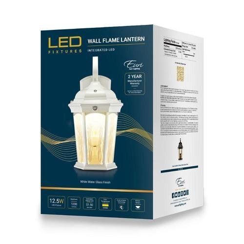 Euri Lighting EFL-140W-MD | White LED Flame Wall Lantern w/Clear Lens 