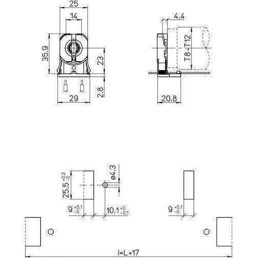 Stucchi Snap-in Shunted T8 or T12 Fluorescent Lamp Holder - 3249-9-H/S-U-PBT-LeanLight