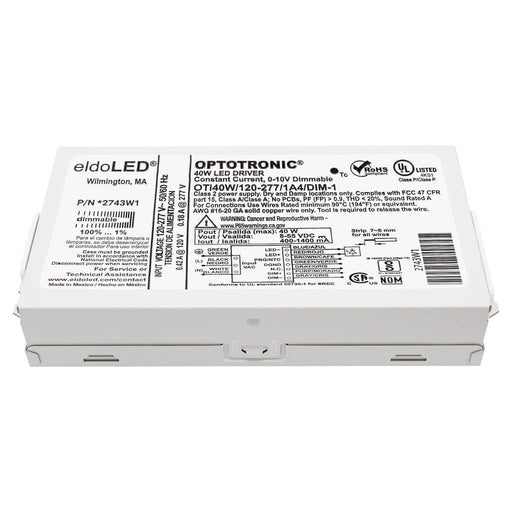 eldoLED OTi40W/120-277/1A4 DIM-1 OPTOTRONIC Compact 40 Watts Constant Current LED Driver - 0-10V Dim, 2743W1 (Osram 57351)