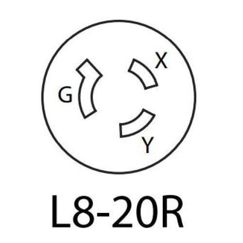 Leviton 2340 NEMA L8-20R 20 Amp 480 Volt Locking Receptacle - 2 Pole, 3 Wire-LeanLight