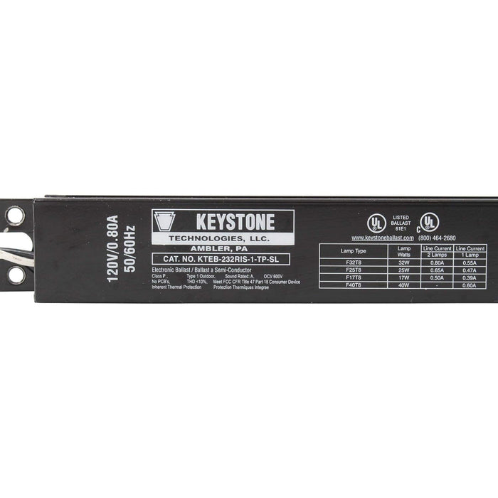 Keystone KTEB-232RIS-1-TP-SL Electronic Ballast, 2-Lamp, 32W T8, F32T8, 120V-LeanLight